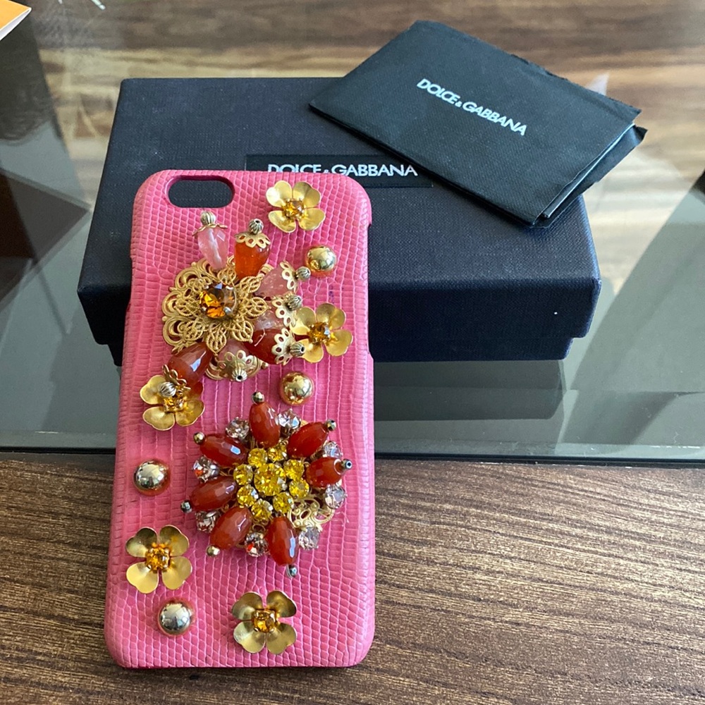 Dolce & Gabbana Red phone case with flowers